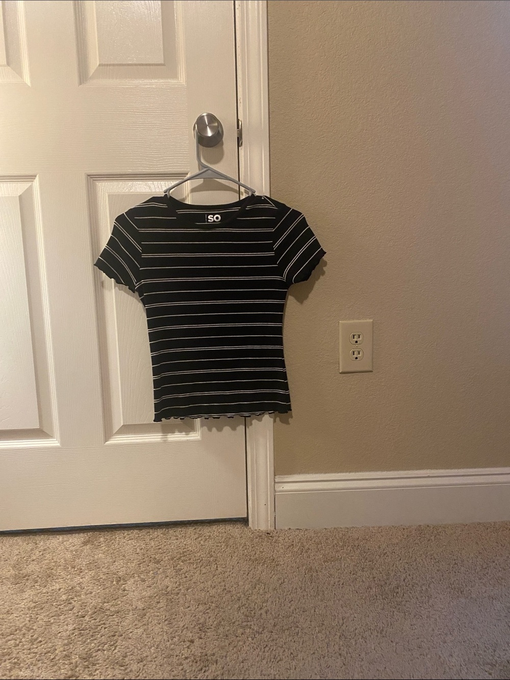 SO Black Tee with White Stripes